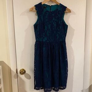 ModCloth Blue + Ivy Teal Lace Fit-and-Flare Dress
